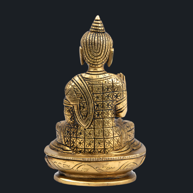 Handcrafted Brass Gautam Buddha on Simple Base – Meditation Buddha Idol