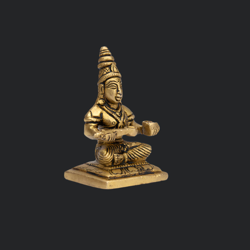 Handcrafted Brass Annapurna on Square Base – Goddess of Nourishment Statue