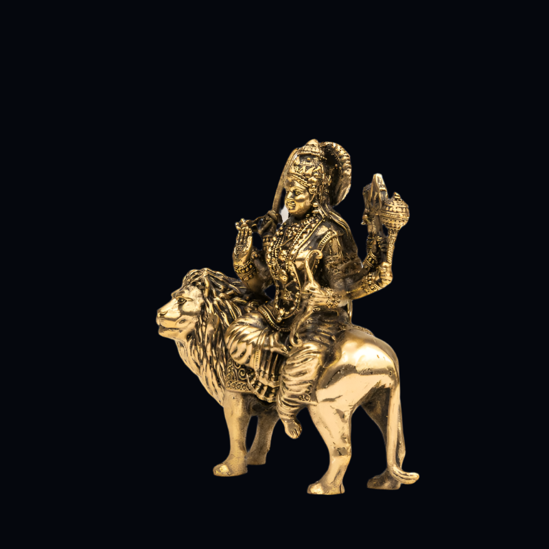 Elite Brass Maa Durga Sitting on a Lion – Fierce Goddess for Strength and Protection