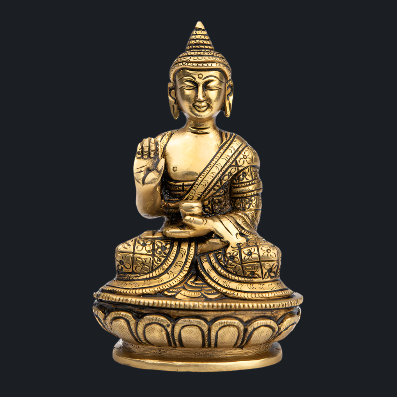Handcrafted Brass Gautam Buddha on Simple Base – Meditation Buddha Idol