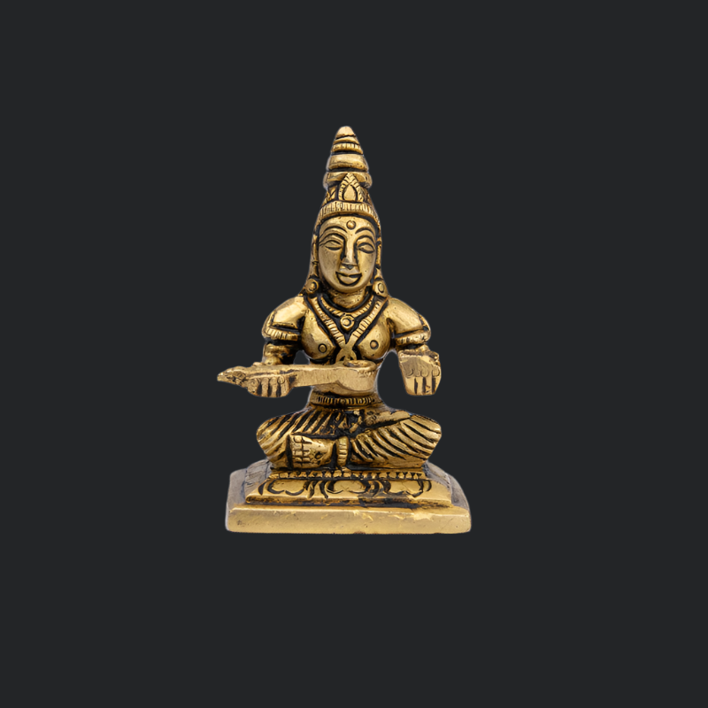 Handcrafted Brass Annapurna on Square Base – Goddess of Nourishment Statue