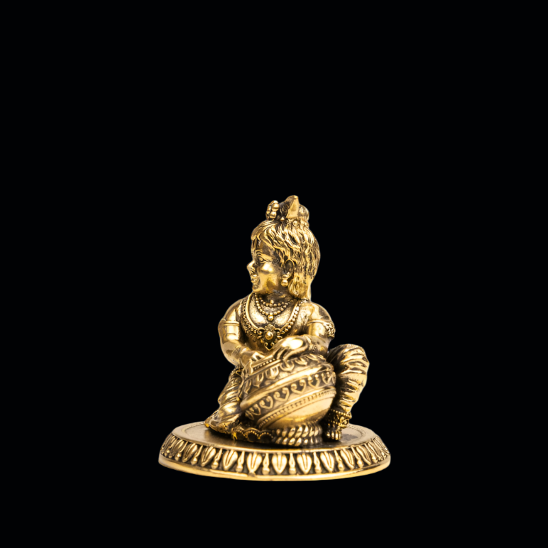 Elite Brass Little Kanha with a Matki – Baby Krishna in Flute Playing Pose