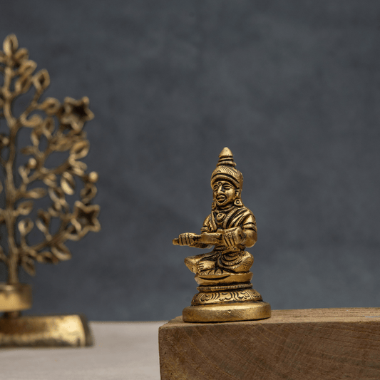 Handcrafted Brass Annapurna on Circular Base – Goddess of Nourishment Statue