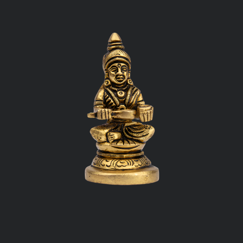 Handcrafted Brass Annapurna on Circular Base – Goddess of Nourishment Statue