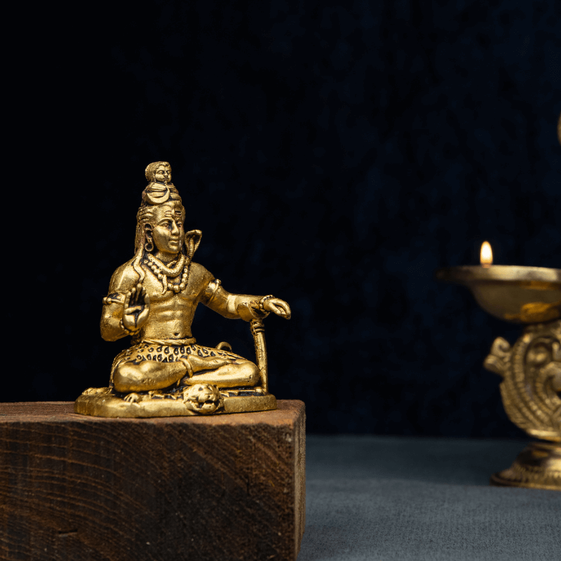 Elite Brass Shiva on a Lion Base – Meditative Lord Shiva Statue