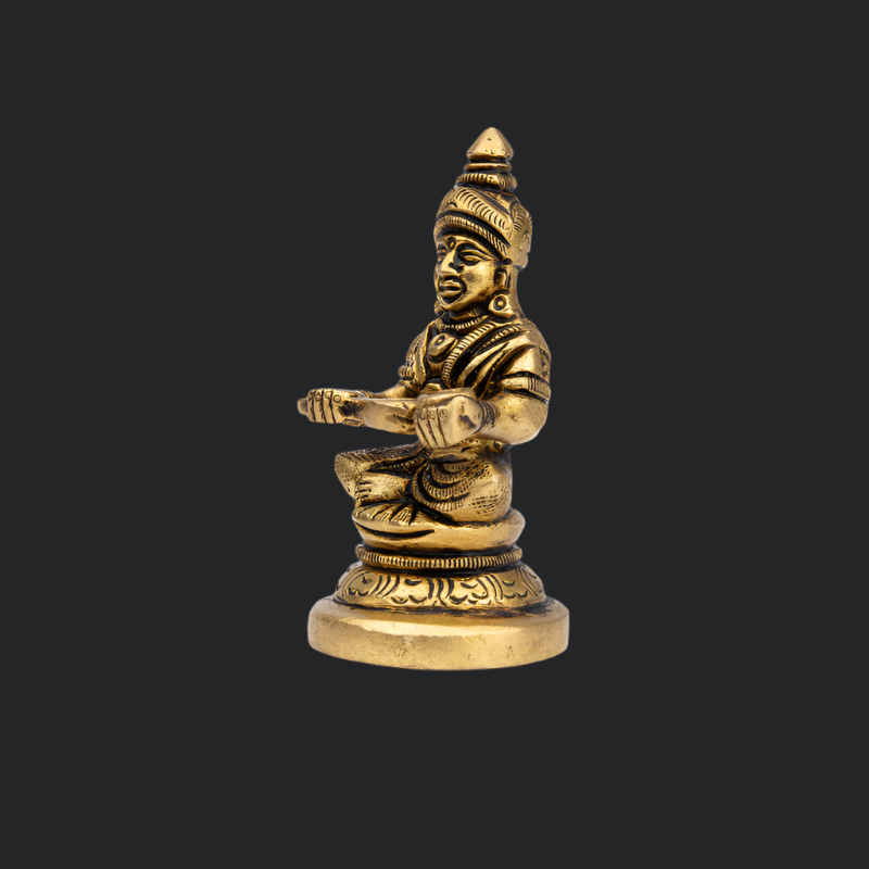 Handcrafted Brass Annapurna on Circular Base – Goddess of Nourishment Statue