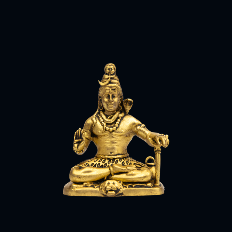 Elite Brass Shiva on a Lion Base – Meditative Lord Shiva Statue