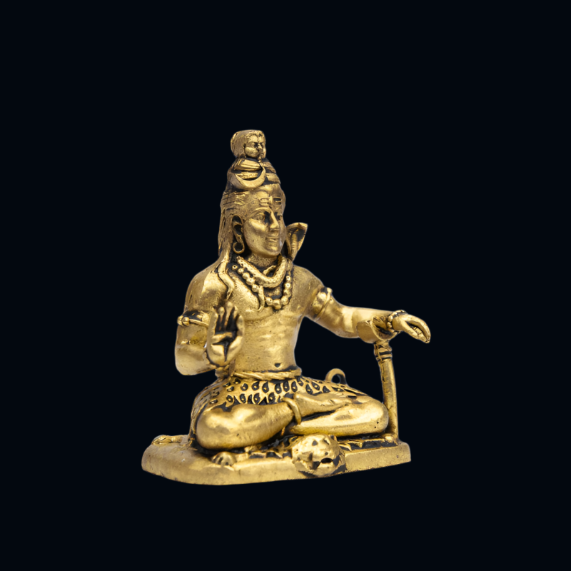 Elite Brass Shiva on a Lion Base – Meditative Lord Shiva Statue