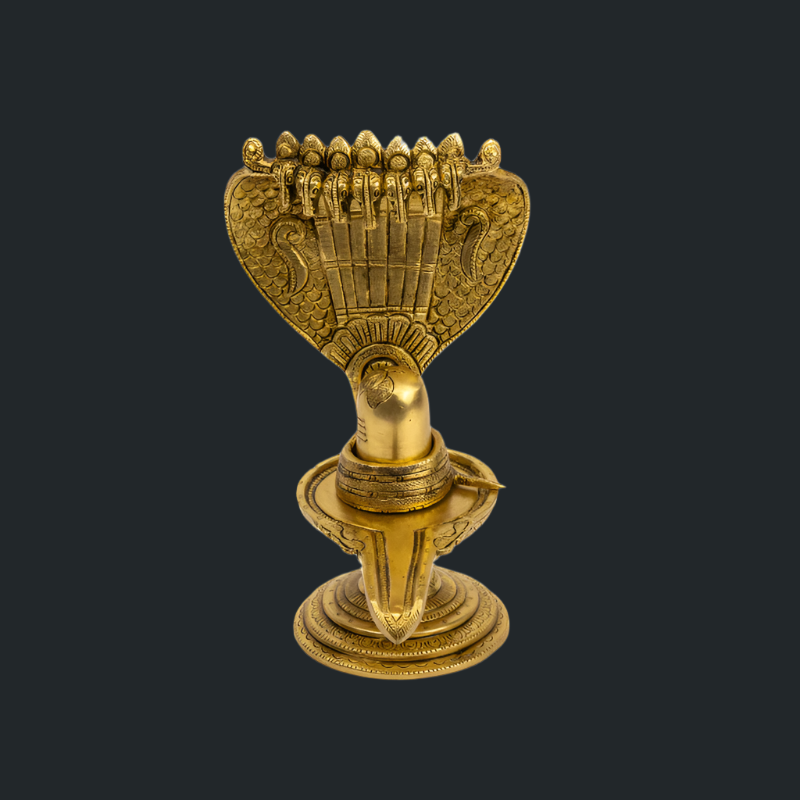 Handcrafted Brass Shivling with Naag – Sacred Shiva Idol with Snake