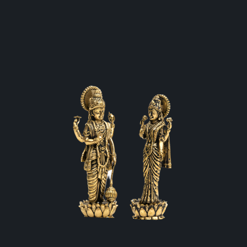 Elite Brass Vishnu Lakshmi Standing Idol – Divine Blessings for Home