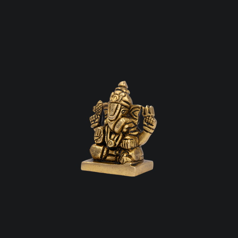 Handcrafted Brass Dagdu Ganesha with Simple Detailing – Auspicious Lord Ganesha Figurine