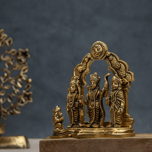 Handcrafted Brass Ram Darbar with Semi Flower Base – Lord Ram Family Sculpture