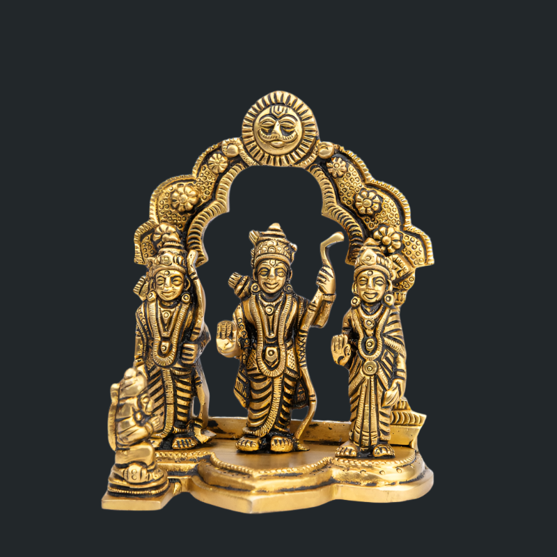 Handcrafted Brass Ram Darbar with Semi Flower Base – Lord Ram Family Sculpture