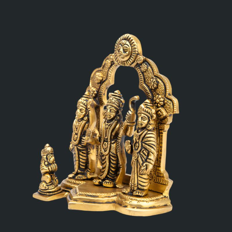 Handcrafted Brass Ram Darbar with Semi Flower Base – Lord Ram Family Sculpture
