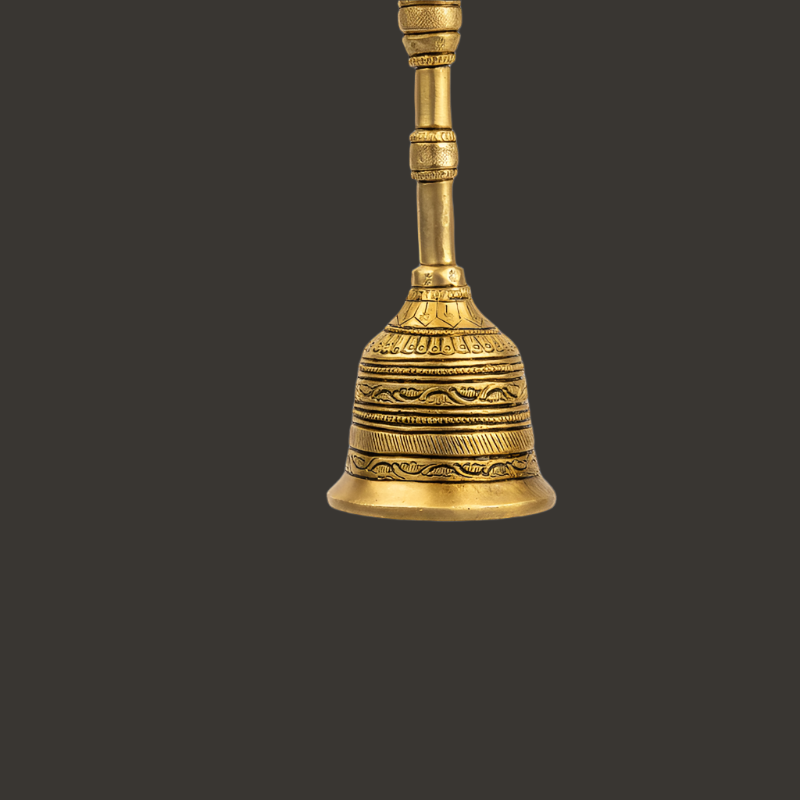Handcrafted Brass Pooja Bell with Engraved Design – Classic Indian Temple Bell