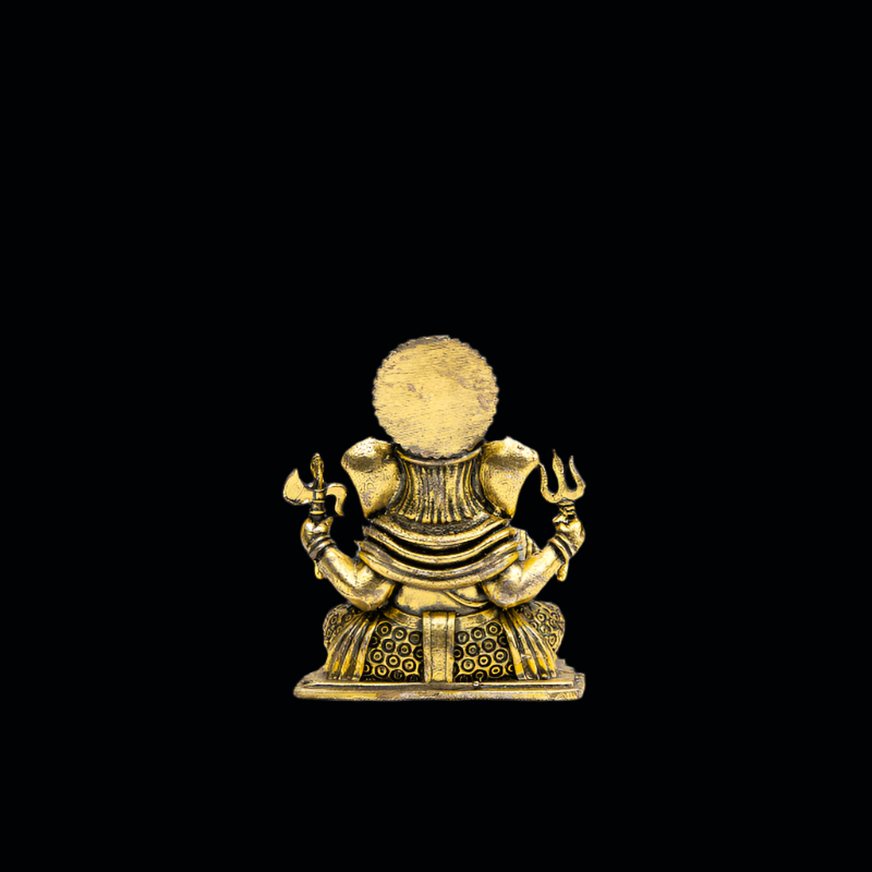 Elite Brass Dagdu Ganesha with a Flat Base Small Size – Vighnaharta for Removing Obstacles