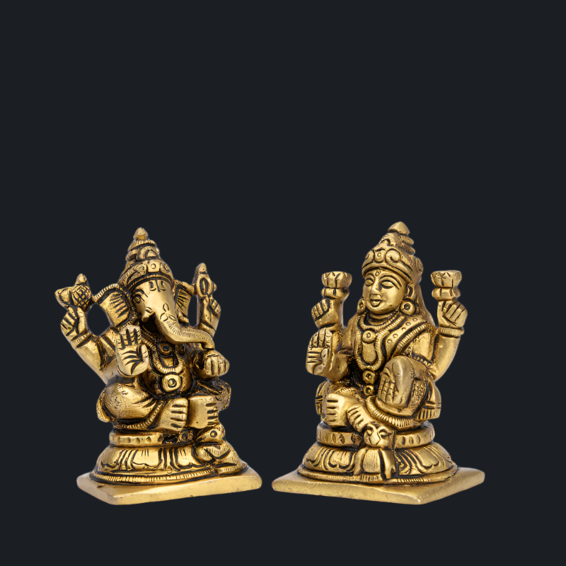 Handcrafted Brass Lakshmi Ganesha with Musak and Owl – Sacred Pair for Abundance and Knowledge
