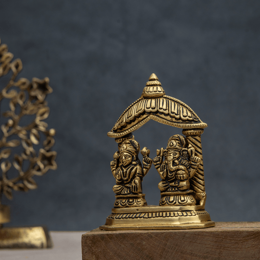 Handcrafted Brass Lakshmi Ganesha Frame – Elegant Wall Hanging