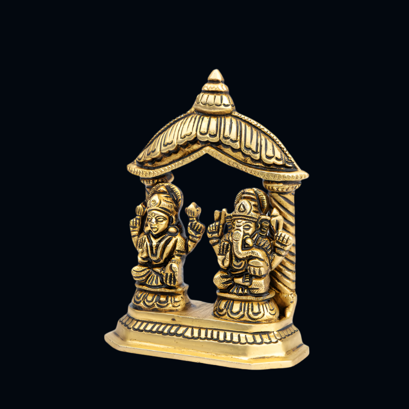 Handcrafted Brass Lakshmi Ganesha Frame – Elegant Wall Hanging