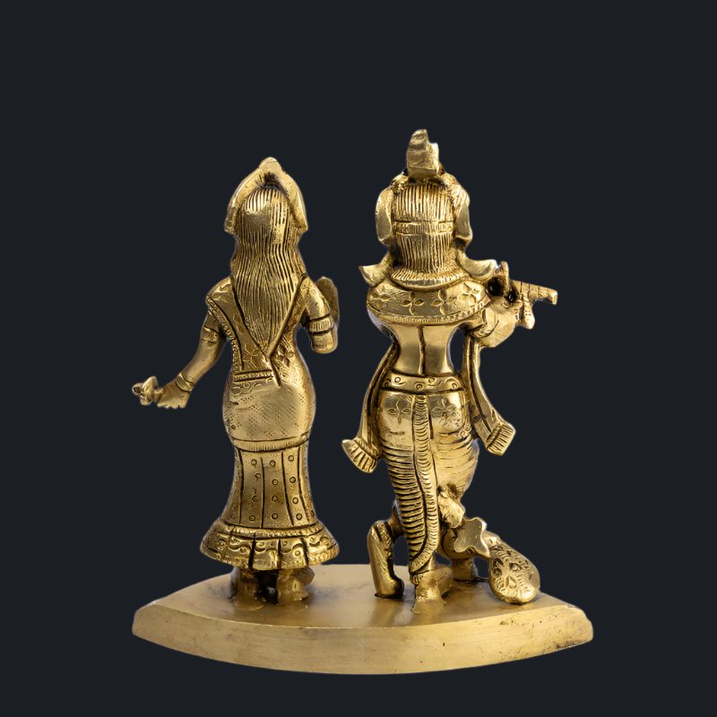 Handcrafted Brass Radha Krishna with Flat Base – Divine Love Statue