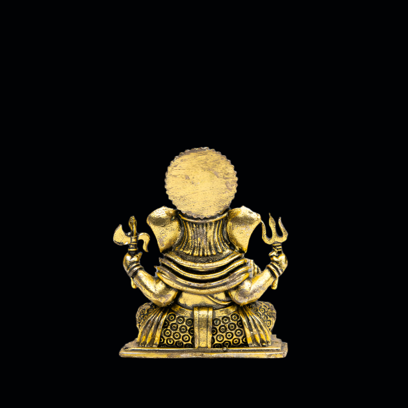 Elite Brass Dagdu Ganesha with a Flat Base Small Size – Vighnaharta for Removing Obstacles