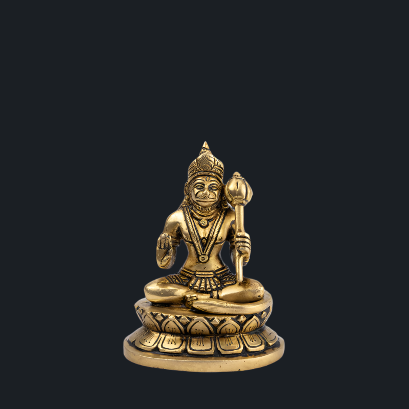 Handcrafted Brass Hanuman Sitting with Gada – Devotee of Ram Statue