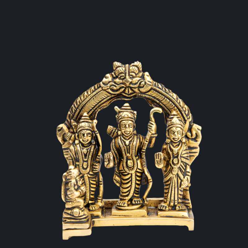 Handcrafted Brass Ram Darbaar with Simple Flat Stand (10.5cm) – Divine Family of Lord Ram Idol