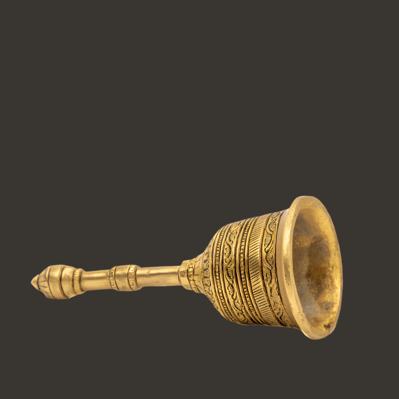 Handcrafted Brass Pooja Bell with Engraved Design – Classic Indian Temple Bell