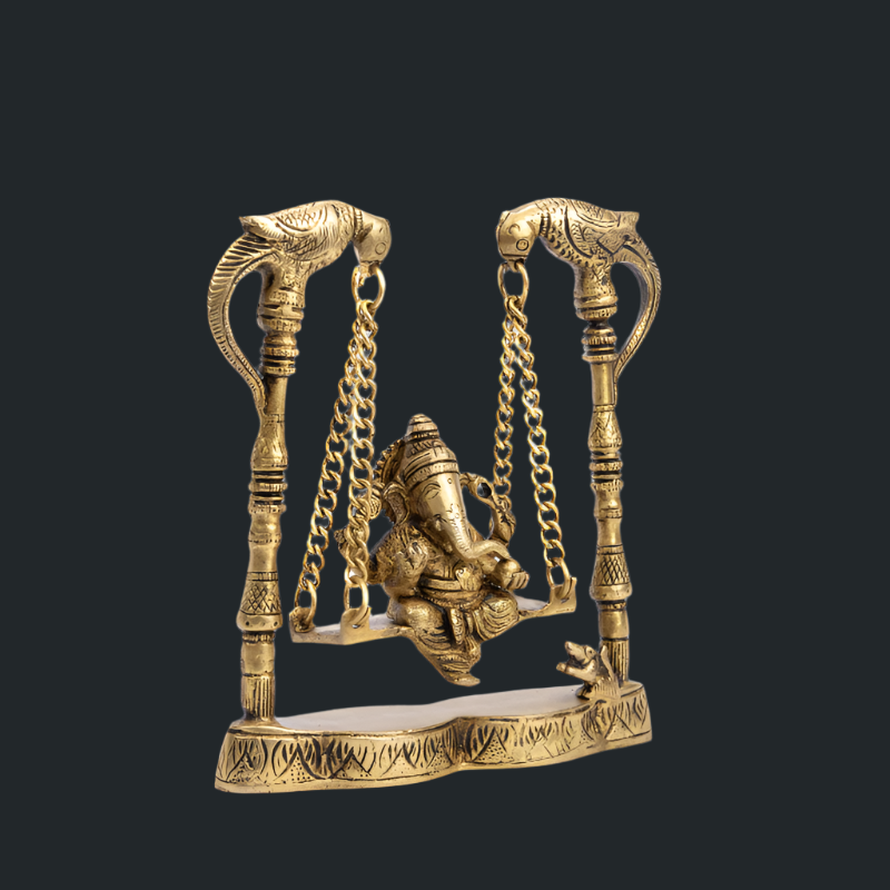 Handcrafted Brass Ganesha Jhula – Swinging Ganesha Idol for Devotees