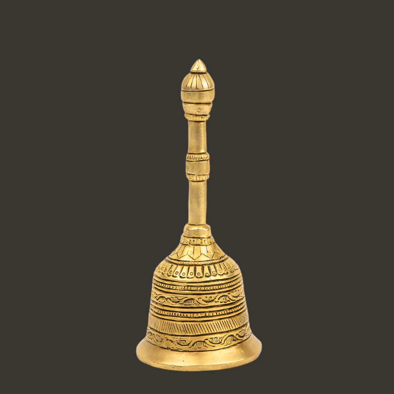 Handcrafted Brass Pooja Bell with Engraved Design – Classic Indian Temple Bell