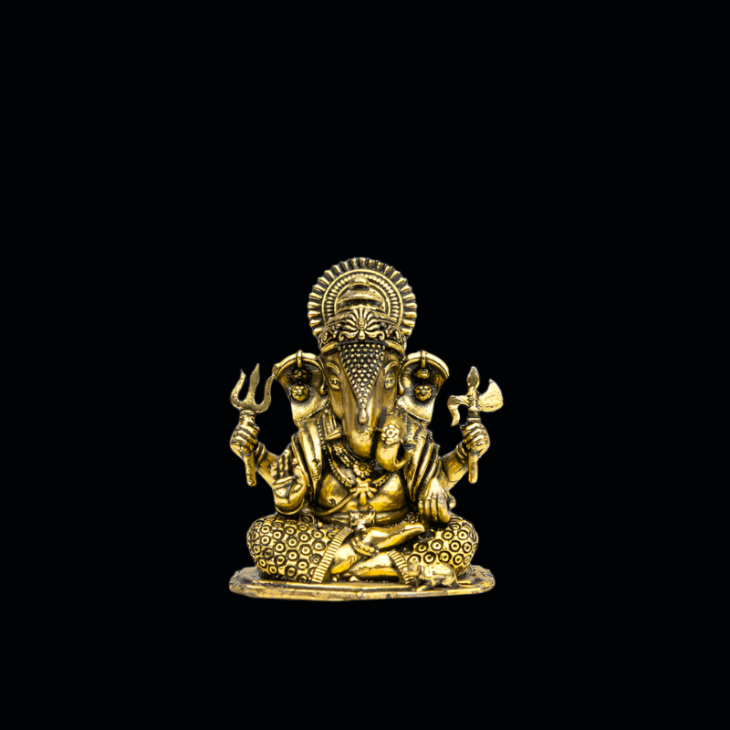 Elite Brass Dagdu Ganesha with a Flat Base Small Size – Vighnaharta for Removing Obstacles