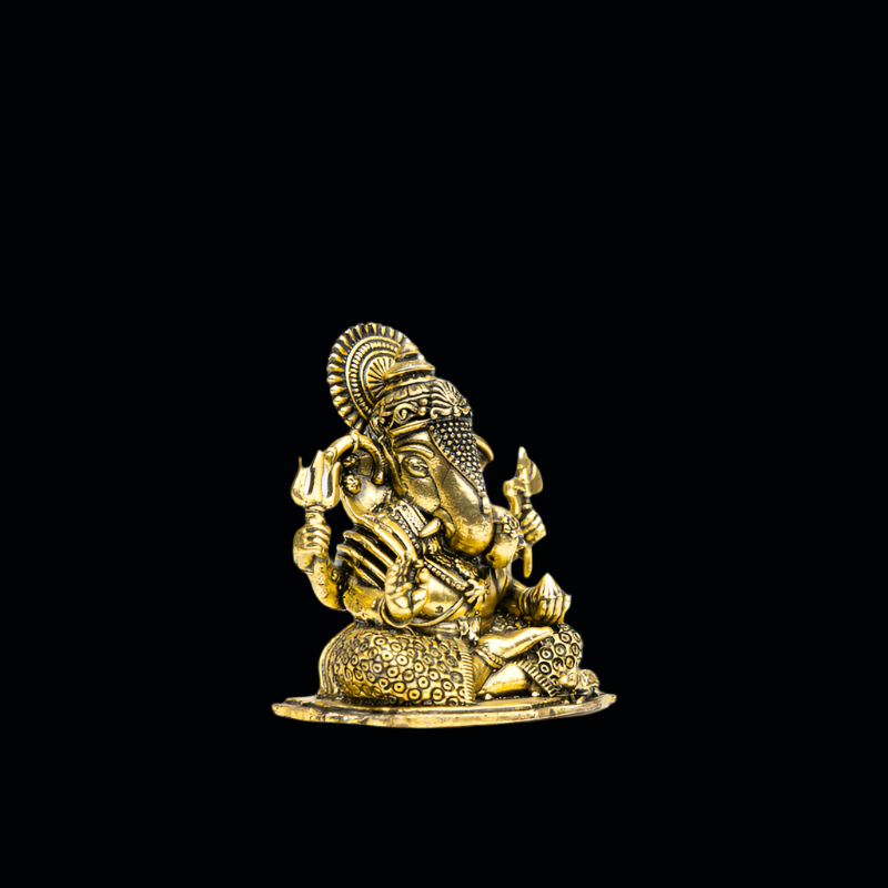 Elite Brass Dagdu Ganesha with a Flat Base Small Size – Vighnaharta for Removing Obstacles