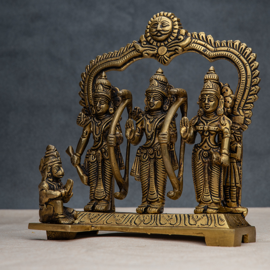 Handcrafted Brass Ram Darbaar with Rear Frame – Lord Ram and Family Idol