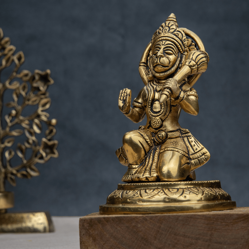 Handcrafted Brass Hanuman in Knee Bend Position – Warrior Pose Hanuman Statue