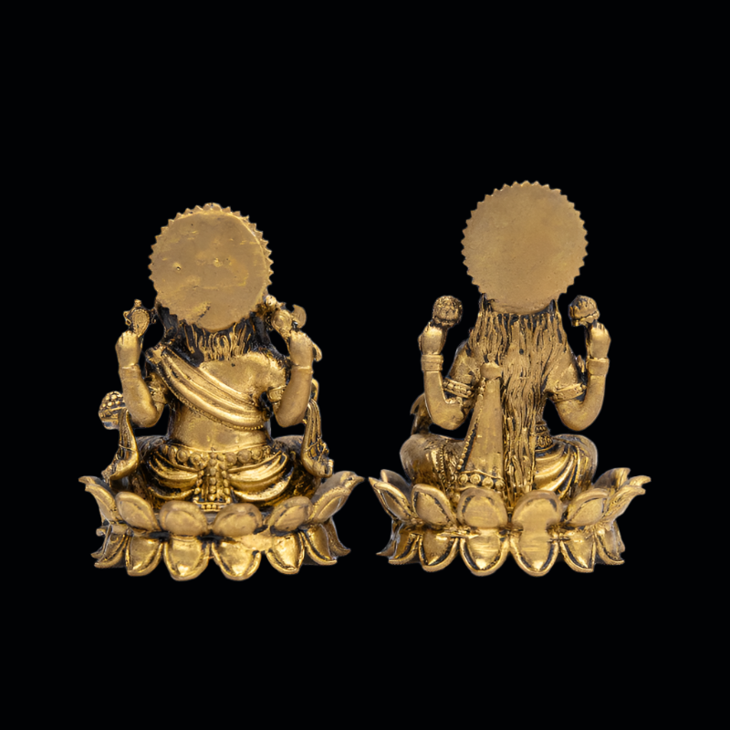 Elite Brass Lakshmi Ganesha on Lotus Medium Size – Divine Blessings on Lotus Seat