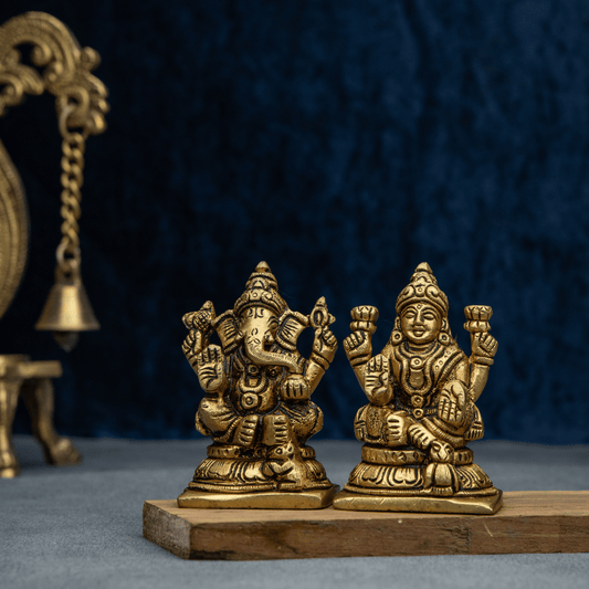 Handcrafted Brass Lakshmi Ganesha with Musak and Owl – Sacred Pair for Abundance and Knowledge
